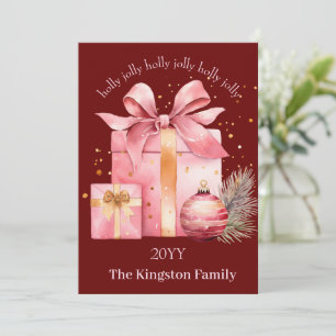 Holly Jolly Watercolor Weihnachtsgeschenk Wünsche Feiertagskarte