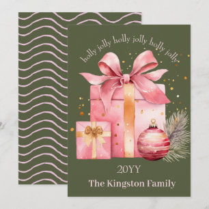 Holly Jolly Watercolor Weihnachtsgeschenk Wünsche Feiertagskarte