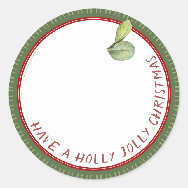 Holly Jolly Weihnachten Runder Aufkleber (Vorderseite)