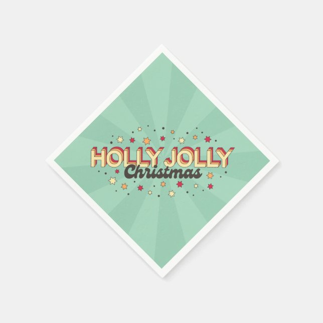 Holly Jolly Weihnachts-Retro-Design-Text Serviette (Ecke)