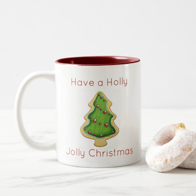 Holly Jolly Weihnachtsbaumkekse Tasse (Mit Donut)