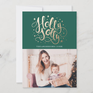 Holly Jolly Weihnachtsfoto-Karte Feiertagskarte