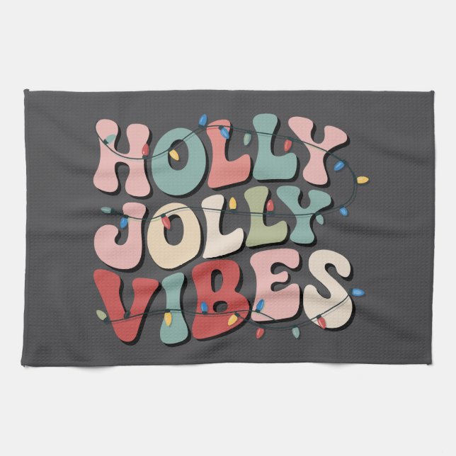 Holly Jolly Weihnachtsgeschenk Familie Weihnachtsf Geschirrtuch (Horizontal)