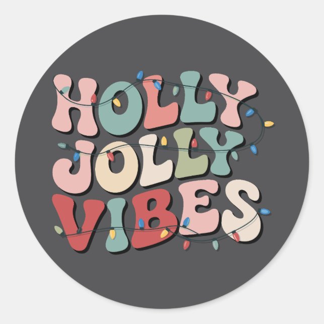 Holly Jolly Weihnachtsgeschenk Familie Weihnachtsf Runder Aufkleber (Vorderseite)