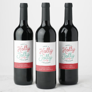 Holly Jolly Weihnachtsgeschenke Tags Weinetikett