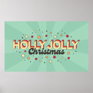 Holly jolly WeihnachtsRetro-Comicen Typografie Poster
