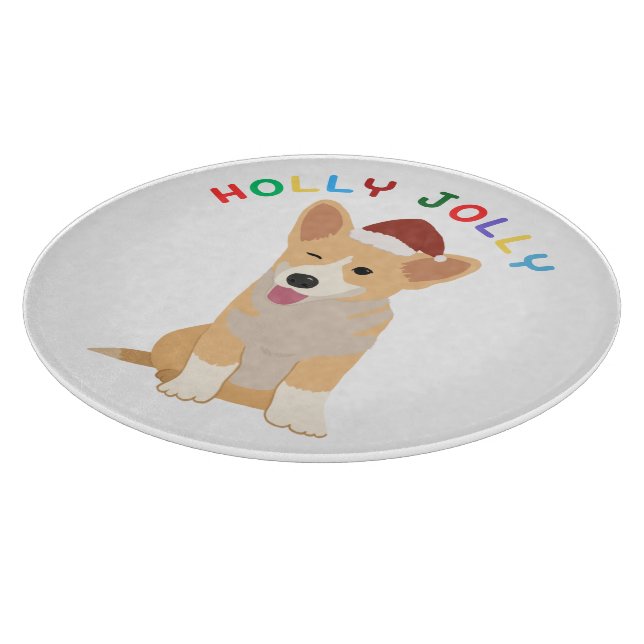 Holly Jolly Welsh Corgi Chopping Board Schneidebrett (Ecke)