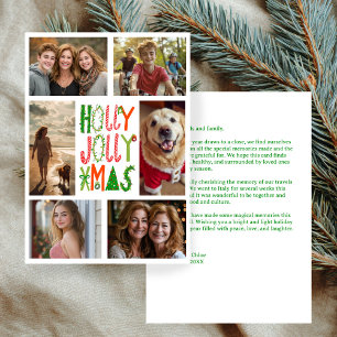HOLLY JOLLY XMAS HandGezeichnet CUSTOM 6 FOTO Feiertagskarte