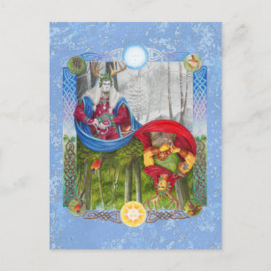 Holly King und Oak King Doppelporträt Mini-Druck Postkarte