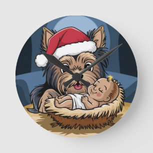 Holly-Klumpen von Yorkshire Terrier Runde Wanduhr