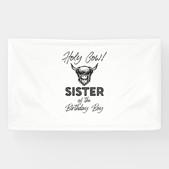 Holly Kuh Schwester der Geburt Boy Highland Kuh Banner (Horizontal)