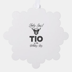 Holly Kuh Tio der Geburt Boy Highland Kuh 1. Ornament Karte