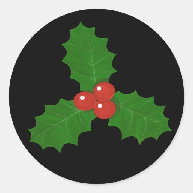 Holly Leaf Runder Aufkleber (Vorderseite)