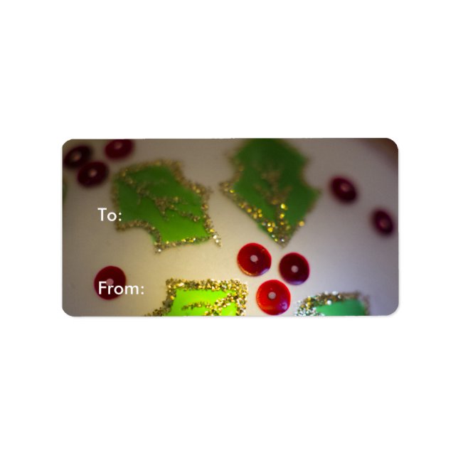 Holly Leaf und Berries Ornament Geschenketiketten Adressaufkleber (Vorne)