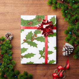 Holly Leaf & Wreath Weihnachten Geschenkpapier