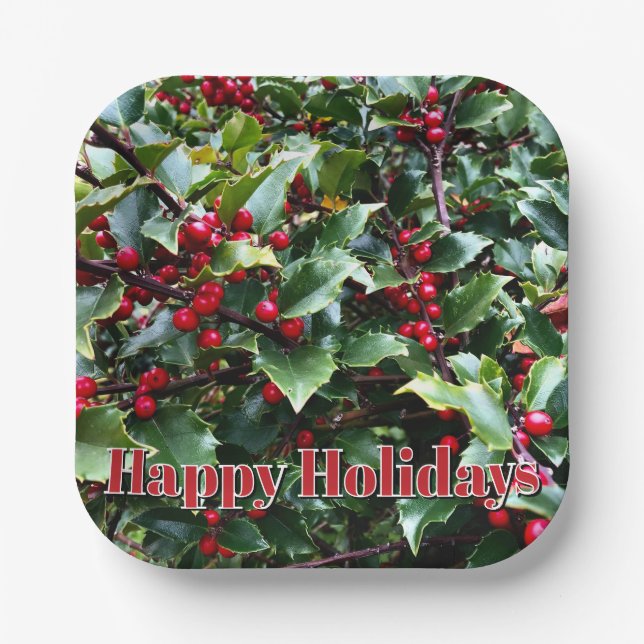 Holly leaves and Berries Pappteller (Vorderseite)