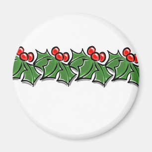Holly Leaves, Holly berries, Christmas wreath Magnet