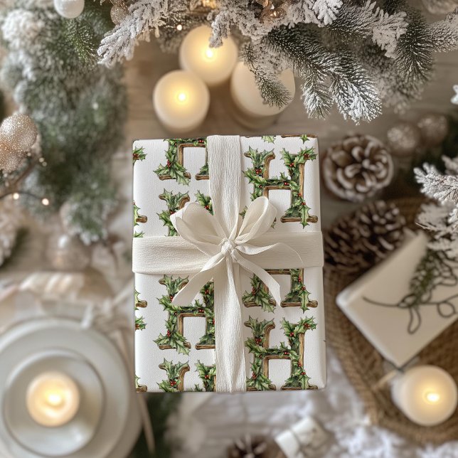 Holly Letter H Christmas Geschenkpapier (Von Creator hochgeladen)
