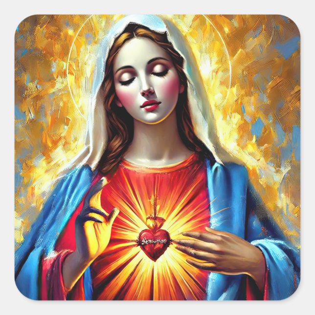 Holly Mary Maria Madonna Mariana Virgin Mary Quadratischer Aufkleber (Vorderseite)