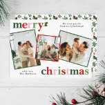Holly Merry Christmas Bright Fun Family Feiertagskarte<br><div class="desc">Helle und lustige Weihnachtskarte zum Versand an Familie und Freunde!</div>
