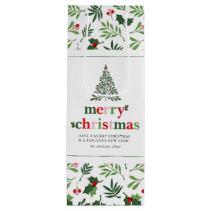 Holly Merry Christmas Bright Fun Geschenktüte Für Weinflaschen
