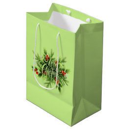 Holly Merry Christmas Medium Geschenktasche Mittlere Geschenktüte