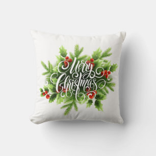 Holly Merry Christmas Throw Kissen