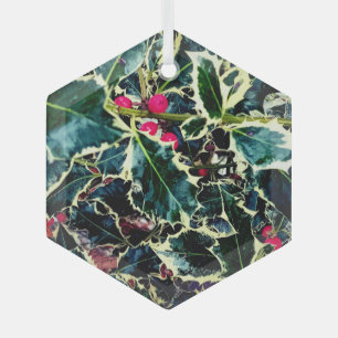 Holly, mit cremefarbener Kante Ornament Aus Glas