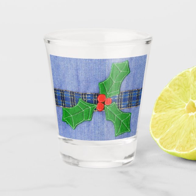 Holly mit roten Beeren Schnapsglas (Vorderseite)
