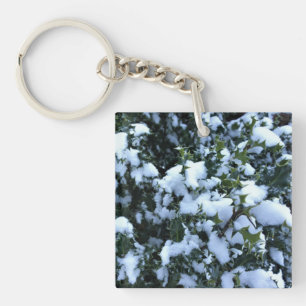 Holly mit Schnee Schlüsselanhänger