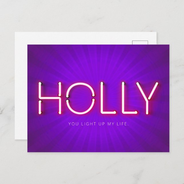 Holly Name in leuchtenden Neonleuchten Postkarte (Vorne/Hinten)