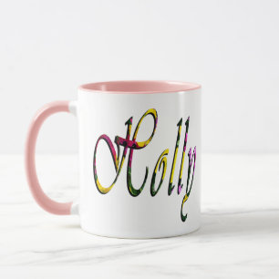 Holly, Name, Logo, Pink Combo-Kaffee-Tasse Tasse