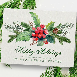 Holly Pine & Berry   Medical Holiday Greetings Postkarte