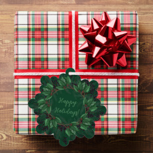 Holly Pine Branches Berries Weihnachtsfeier Ornament Karte