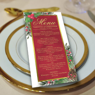 Holly & Pine Elegante Weihnachtsfeier Hochzeit Menükarte