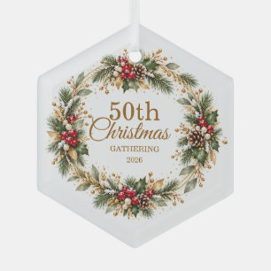Holly Pine Snow Gold Weihnachten Ornament Aus Glas