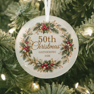 Holly Pine Snow Gold Weihnachten Ornament Aus Glas