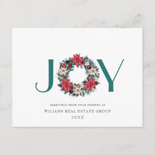 Holly Poinsettia Wreath Corporate Christmas Feiertagspostkarte