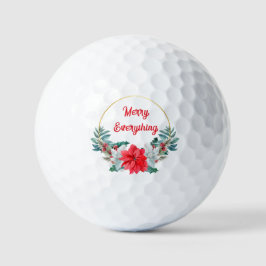 Holly Poinsettia Wreath Merry Alles Urlaub Golfball