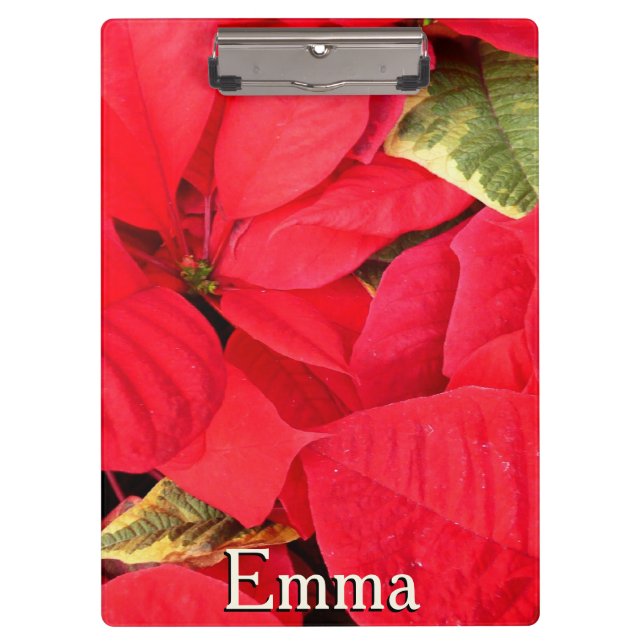 Holly Point Poinsettias Holiday Floral Klemmbrett (Vorderseite)