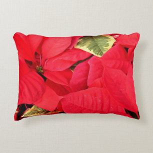 Holly Point Poinsettias Holiday Floral Zierkissen