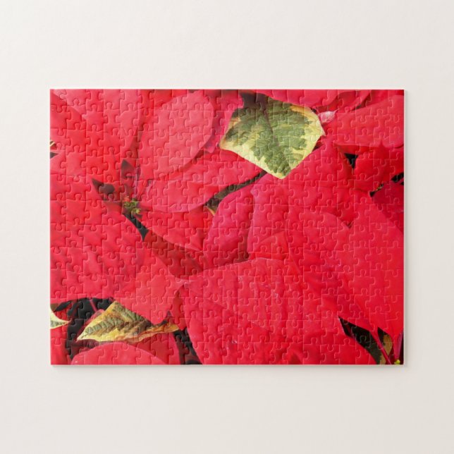 Holly Point Poinsettias Weihnachtsfeiertage Floral Puzzle (Horizontal)
