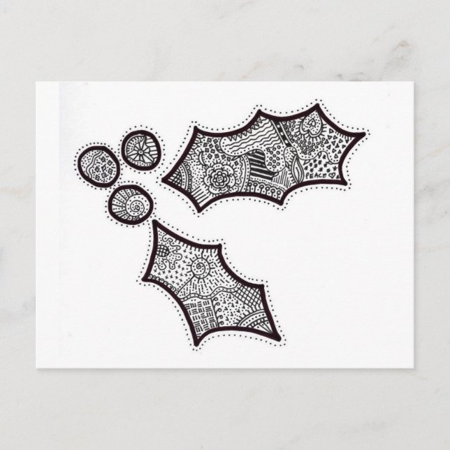 Holly Postcard in Schwarz und Weiß Postkarte (Vorderseite)