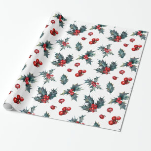 Holly Red Berries Geschenkpapier