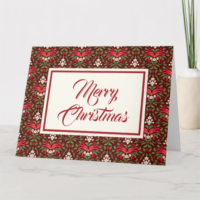 Holly, Red Berries & Ribbon zum Herunterladen Vint Karte (Vorderseite)