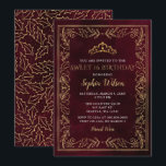 Holly Red Gold Princess Tiara Sweet 16 Geburtstag Einladung<br><div class="desc">Elegant Vintage Weihnachten Holly Mistletoe Red Gold Princess Tiara Sweet 16 Geburtstag Einladung</div>