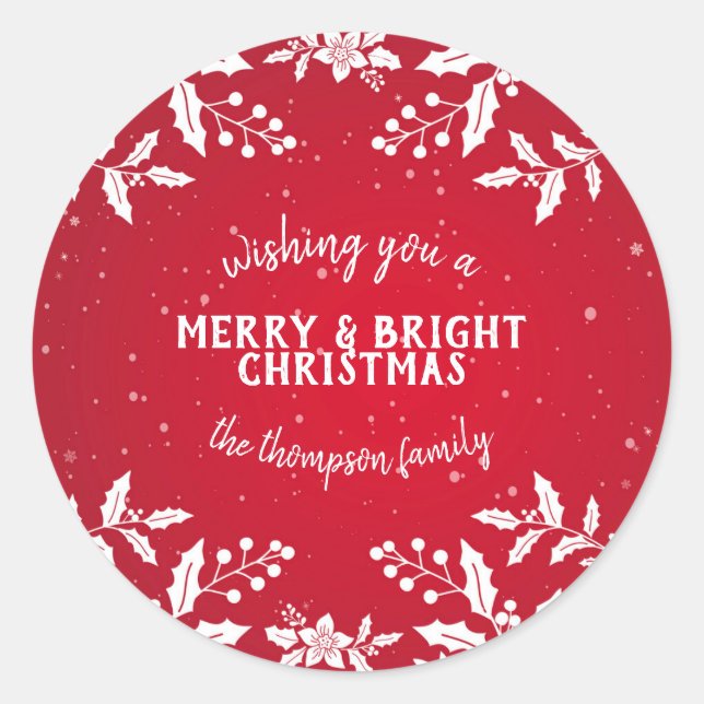 Holly Red und White Festive Stickers (Vorderseite)