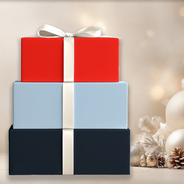Holly Red und Winter Blue Solids Geschenkpapier Set (Von Creator hochgeladen)