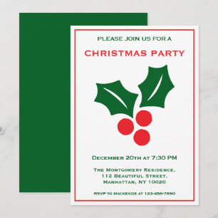 Holly Red White and Green Name Fun Weihnachten Par Einladung