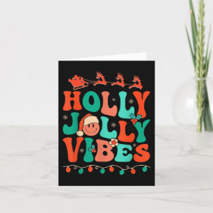 Holly Retro Groovy Christmas Jolly Vibes Santa Ang Karte